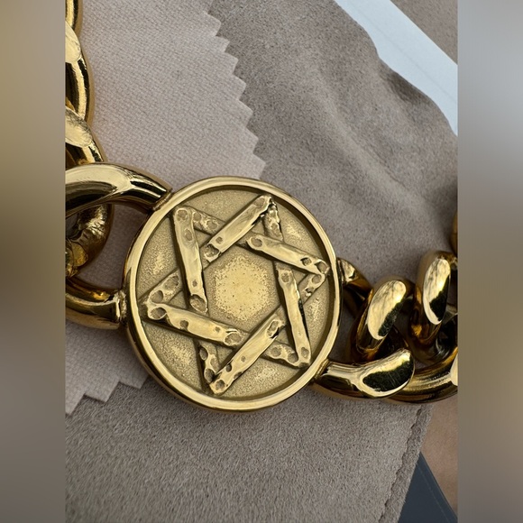 ST. MORAN David 18k GP Star Of David Gold Coin Chain Judaica Necklace - Picture 2 of 9